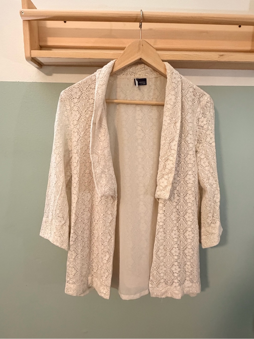 Urban Outfitters Cream Lace Open Cardigan